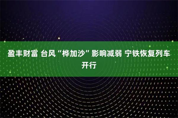 盈丰财富 台风“桦加沙”影响减弱 宁铁恢复列车开行